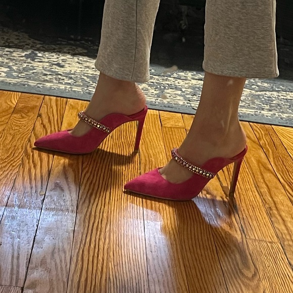 Kurt Geiger Duke Heeled Mule - Pink Suede - Picture 4 of 16